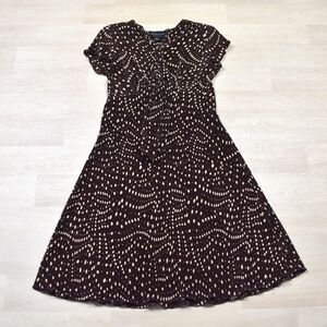 Y2K does 40s Connected Apparel Midi Dress Polka Dot Pleated Size 8 VTG